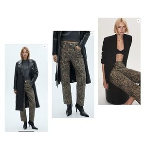 MANGO LEOPARD-PRINT STRAIGHT JEANS Size 14